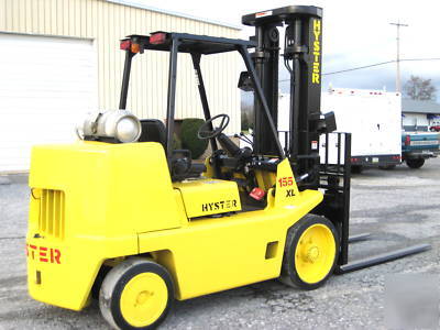 2004' hyster 15,000# forklift, lp gas, fork positioners