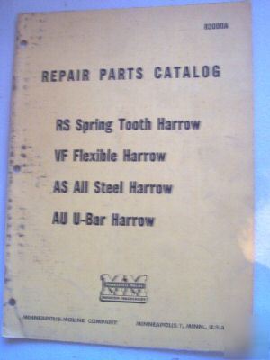 Mm minn. moline 4 types harrow repair manual - tractor