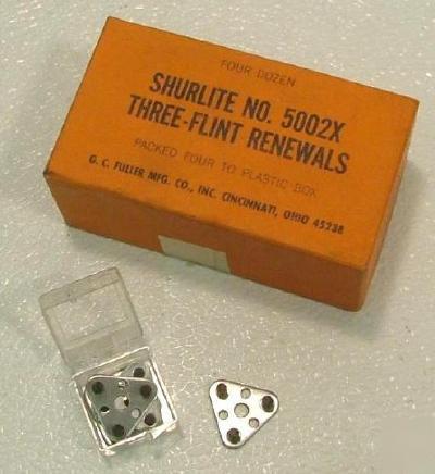 New 4 dozen shurlite 5002X three-flint lighter re als nos