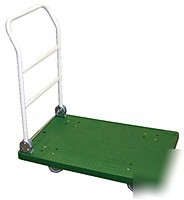 Plastic platform trucks with fold down handle