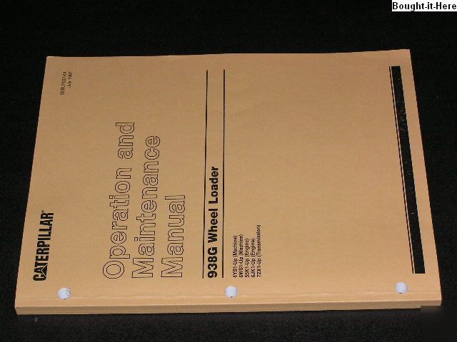 Caterpillar 938G wheel loader operators manual 4YS1-up