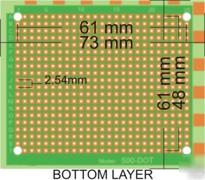 Electronic project circuit board 500PAD per HOLE61X73MM