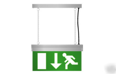 Eterna led drop down silver emergency exit sign light