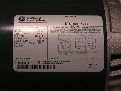 Ge high eff. motor model 5K46KN4125 - 3/4 hp 1725 rpm