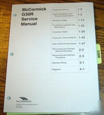 Mccormick G30R tractor service repair shop manual book