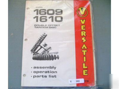 Versatile 1609 1610 tandem disc operators parts manual