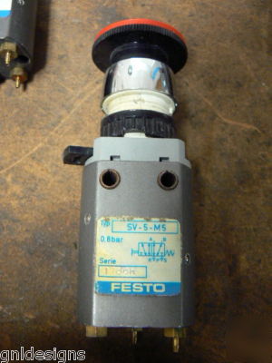 3 festo sv-5-M5 panel mounted valves w/h-22 & pr-22 