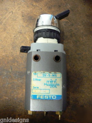 3 festo sv-5-M5 panel mounted valves w/h-22 & pr-22 