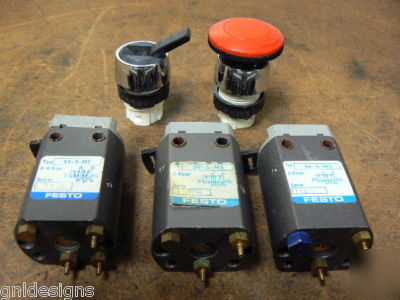 3 festo sv-5-M5 panel mounted valves w/h-22 & pr-22 