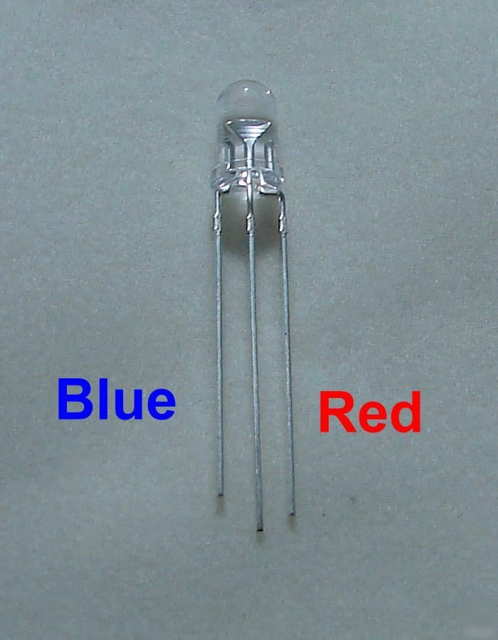 50X 5MM red / blue 3 pin common cathode led