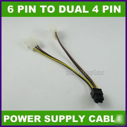 6 inch dual 4 pin ide to 6 pin atx power adapter cable