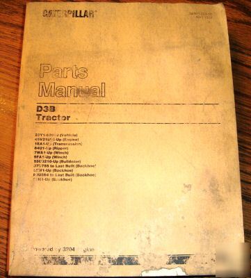 Caterpillar D3B crawler tractor parts catalog manual