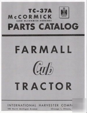Farmall cub parts catalog - (ih - mccormick)