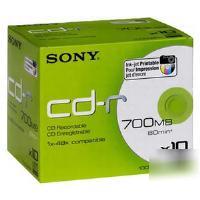 10CDQ80D-ip sony cd-r 700MB 80MIN 48X jewel case inkjet