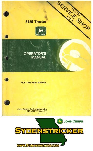 John deere 3155 tractor operators manual