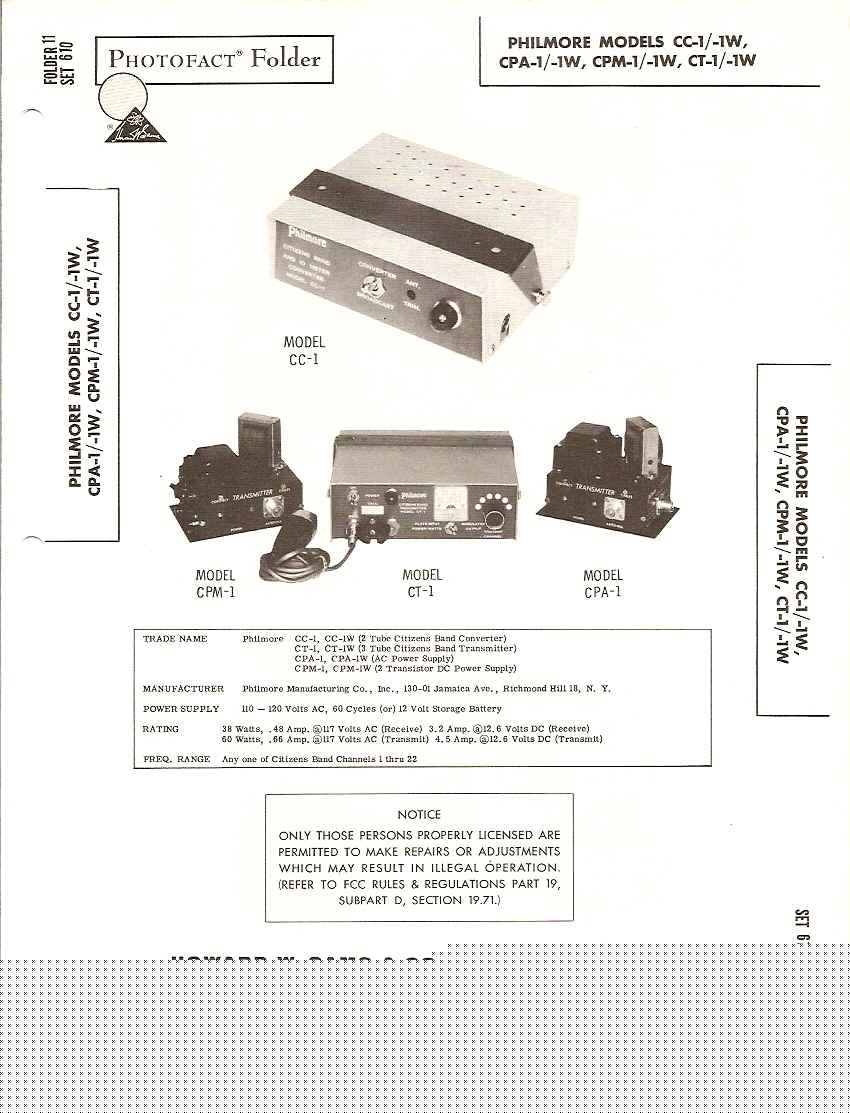 Philmore citizens band converter transmitter photofact