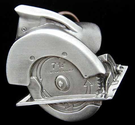 Unique skillsaw 3D fine pewter belt buckle buckles