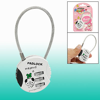 White portable 3 digit mini backpack luggage padlock