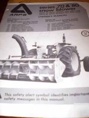 Arps series 70 & 80 snow blower owners manual