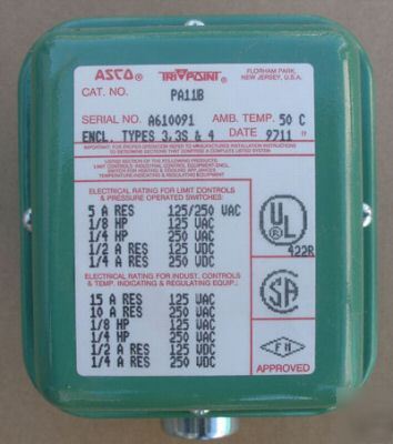 Asco tripoint PA11B serial no. A610091 amb temp 50C