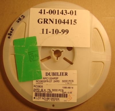 Dubilier 0805 resistor 24.3 reel, 1%,RPC1224R3F,5000PCS