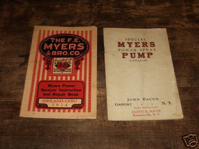 Myers spray pump catalog & instruction/repair books