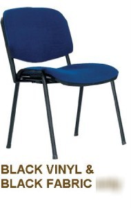 New black vinyl office side chair | stacking chair