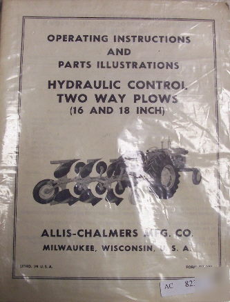 Allis chalmers hydraulic control plow operators manual