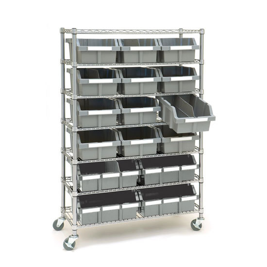 Bin parts storage rack steel shelf shelving - 16 bins 