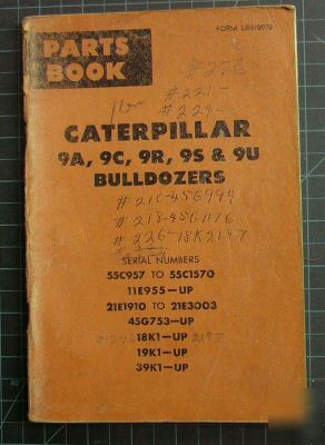 Cat caterpillar 9A 9C 9R 9S 9U bulldozer parts manual