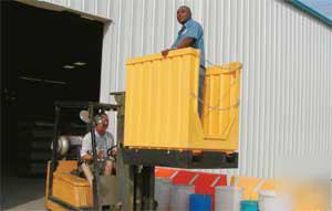 Forklift work platform, liftable, non-conductive