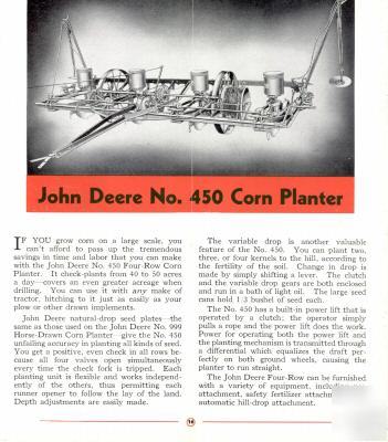 John deere hybrid seed corn planter brochure 1937