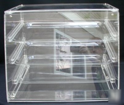 New large acrylic bakery pastry donut display 3-trays