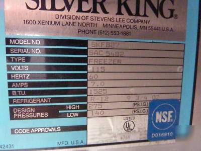 Silver king SKF27B under counter freezer,used,works GR8