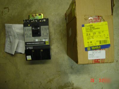 Square d i line breaker FA34020 3 pole 20A 480 vac