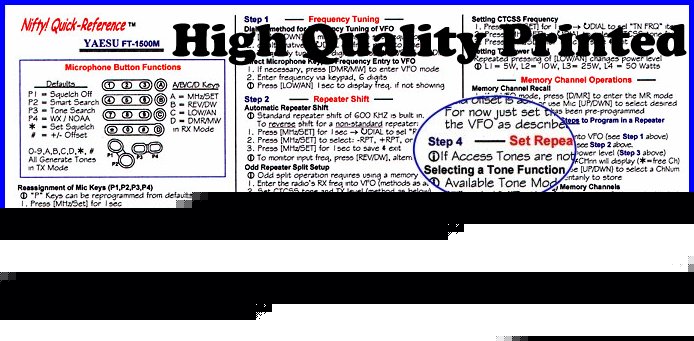 Yaesu ft-1500M nifty quick reference guide, ft-1500