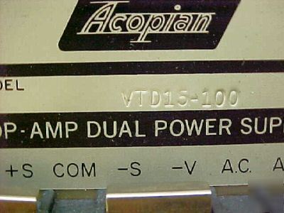 Acopian power supply VTD15-100 gov't surplus