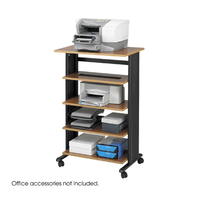 Safco muv 5-tier adjustable mobile printer stand md oak