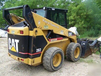 03 caterpillar 262 skid loader,aux. hyd, grapple rake