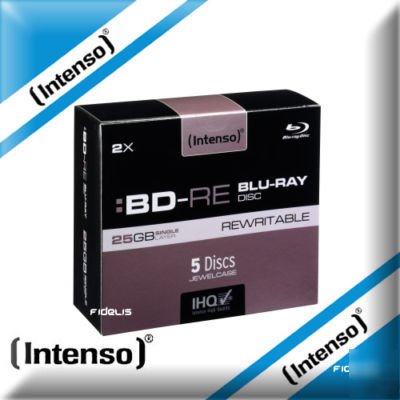5X intenso blu ray bd-rw 25GB blank discs bdrw bd rw 5