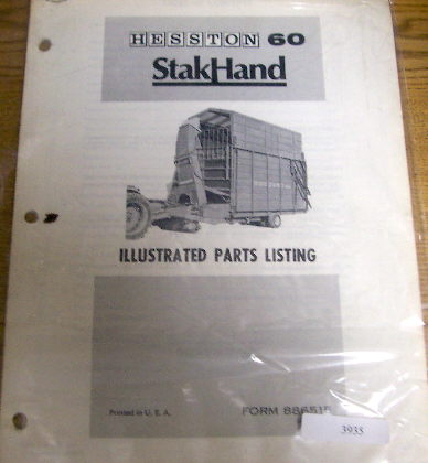 Hesston 60 stakhand stak hand parts catalog manual