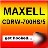 Maxell cdrw 700HS 5 700MB high speed cd rewritable 5PK