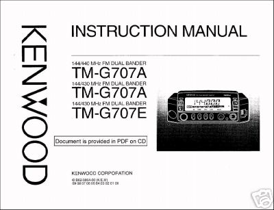 Trio kenwood tm-G707A tm-G707E instruction manual