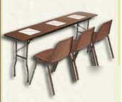 Walnut high-pressure top folding table 18 x 48