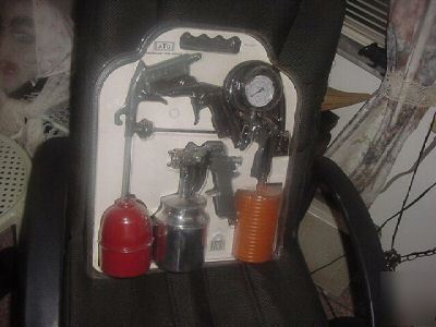 5 pc. paint spray kit with hose & pressure gauge