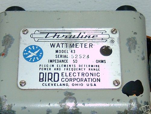 Bird 43 thruline directional wattmeter slug element e 