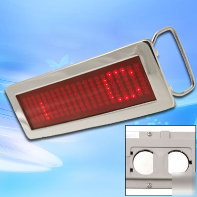 Red led message name badge sign tags scrolling strap