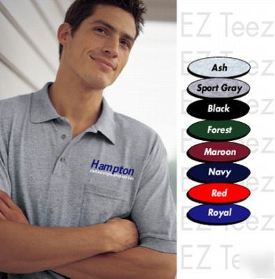 72 embroidered gildan polo shirts with pocket