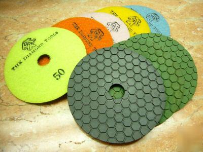 8PCS diamond stone marble dry polishing pad wheel disc