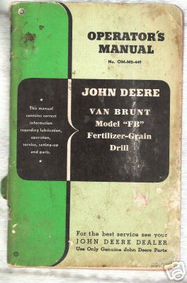 John deere operator's manual grain drill model 